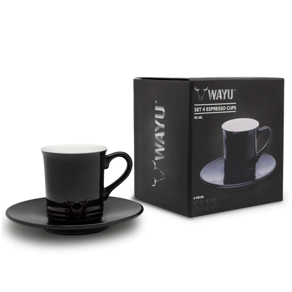 Set 4 Tazas Y Platos 90ml Wayu Expresso 8 Piezas Cafe Expresso