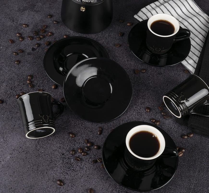 Set 4 Tazas Y Platos 90ml Wayu Expresso 8 Piezas Cafe Expresso