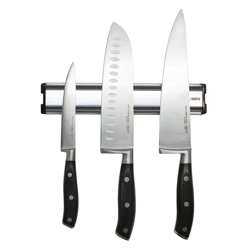 Set 4 Pzas Block Magnetico 3 Cuchillos Acero Inoxidable Cocina Wayu