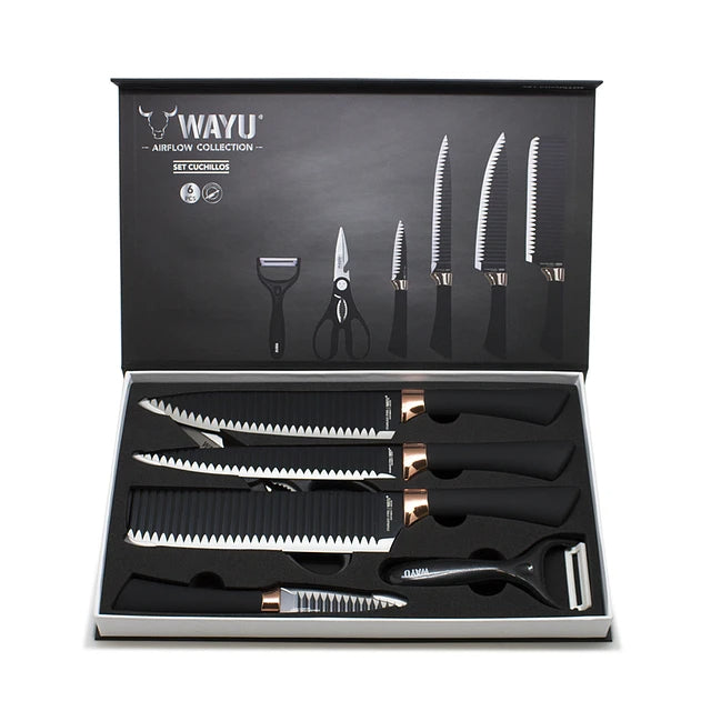 Set Cuchillos Rolling Tijeras y Pelador Collección Airflow Wayu: Mejora tu cocina con herramientas de calidad. ¡Descubre la colección y cocina como un profesional!-2