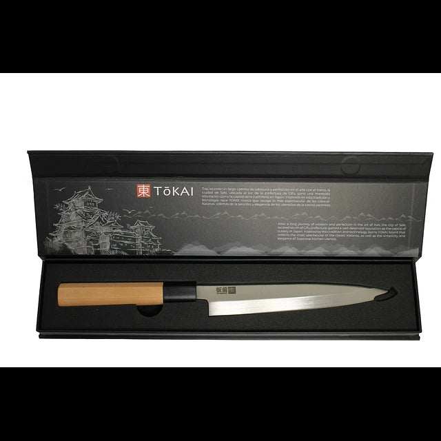 Cuchillo Tokai Slice 35cm de Acero Inoxidable Mango Madera Wayu