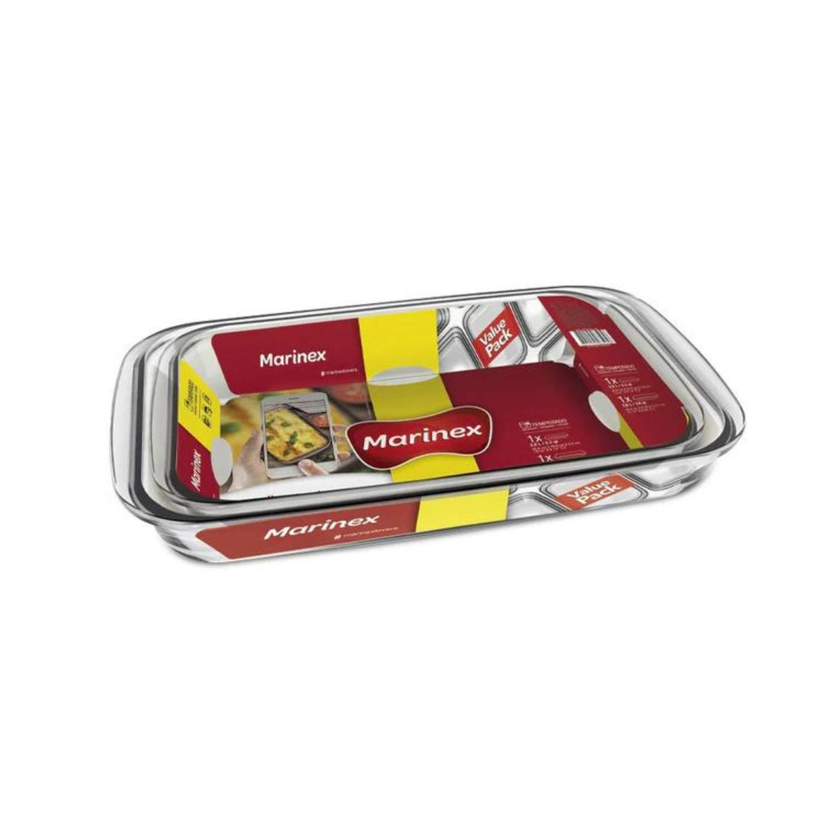 Pack de 2 fuentes asaderas de vidrio rectangular, ideales para hornear y servir. Resistente y elegante. ¡Compra hoy y transforma tu cocina!-1