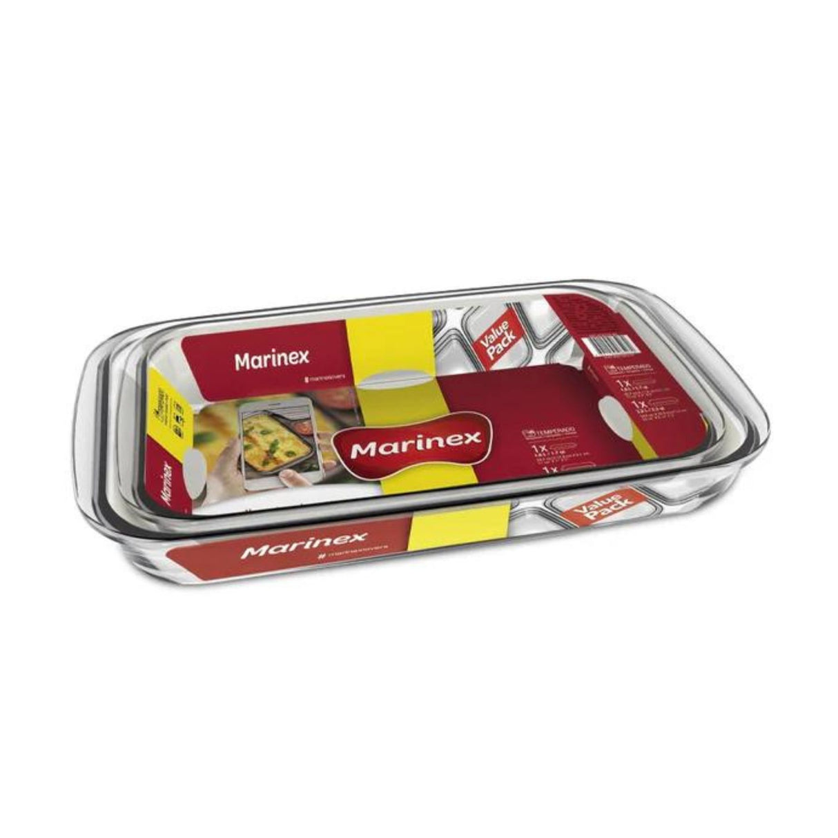 Pack de 2 fuentes asaderas de vidrio rectangular, perfectas para hornear y servir. Resistente y elegante. ¡Compra hoy y transforma tu cocina!-1