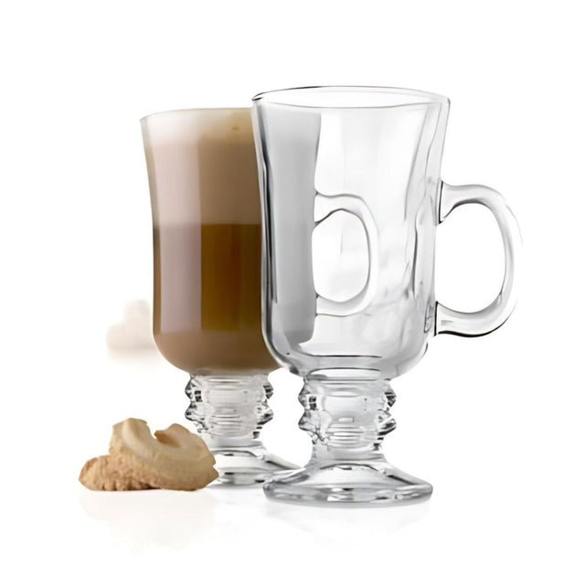 Set 2 Vasos Café Cristal Allegra 230mL con base pedestal. Elegancia y resistencia para bebidas calientes y frías. ¡Agrégalo a tu mesa hoy!-1-1-1