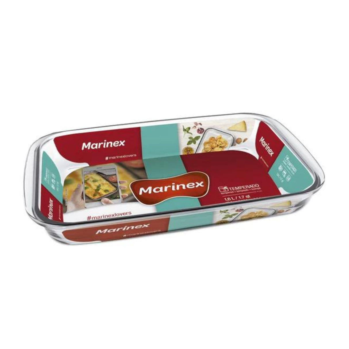 Asadera rectangular de vidrio Marinex de 1600mL, perfecta para cocinar y servir. Resistente y fácil de limpiar. ¡Compra hoy y mejora tus recetas!-1