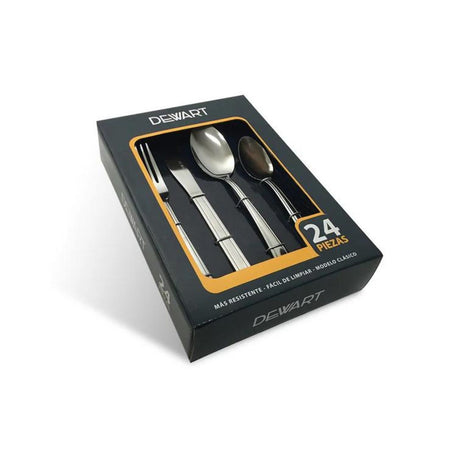 Set Cubiertos 24 Piezas Dewart Acero Inoxidable Caja: elegancia y durabilidad para tu mesa. Ideal para servir con estilo. ¡Compra hoy!-1-2-1-1
