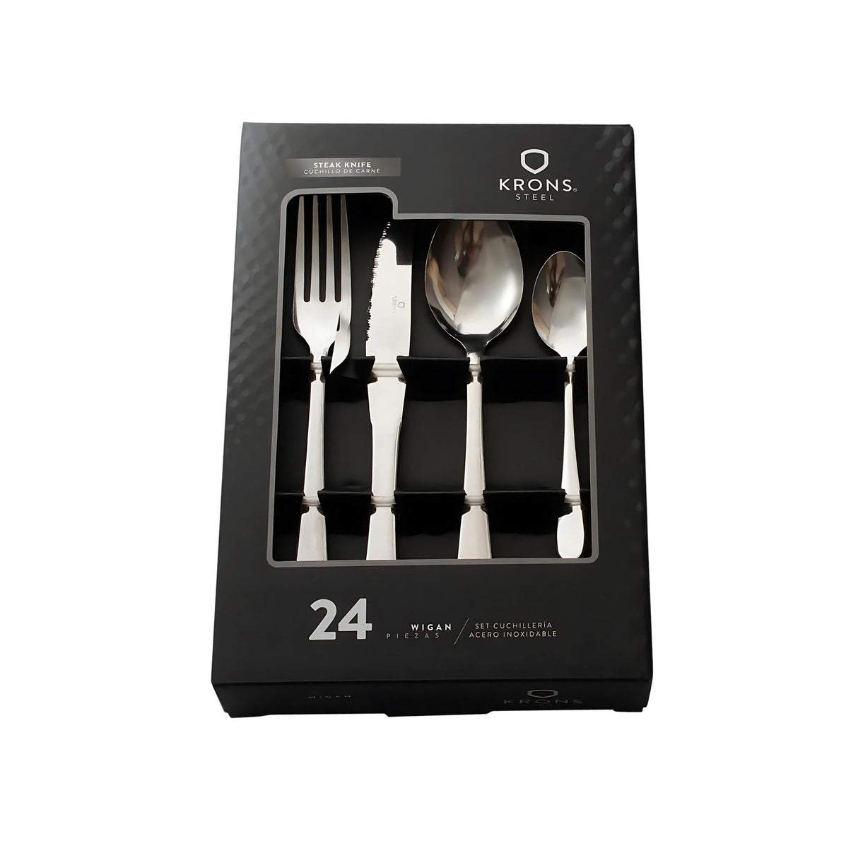 Set de cubiertos Wigan Krons de 24 piezas en acero inoxidable. Elegancia y durabilidad para tu mesa. ¡Compra hoy y transforma tus comidas!-1-1