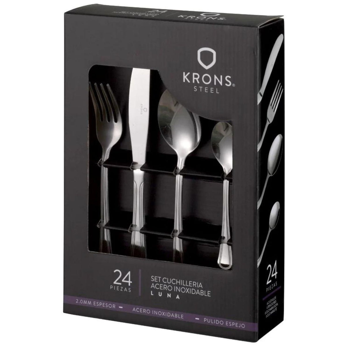 Set de cubiertos Lincoln Krons de 24 piezas en acero inoxidable. Elegancia y durabilidad para tus comidas. ¡Compra hoy y transforma tu mesa!-1-1