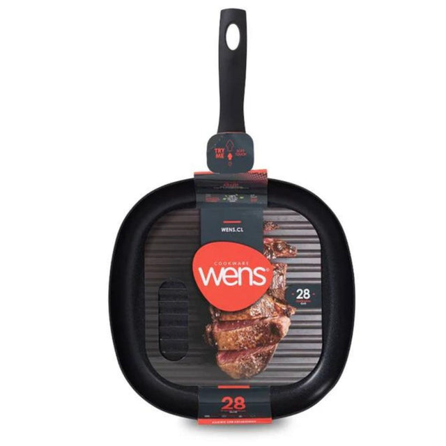 Sartén churrasquera de 28 cm Firenze, antiadherente y color rojo. Perfecta para asar sin que se pegue. ¡Compra hoy y disfruta de tus comidas!-1