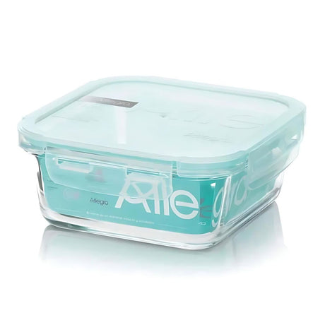 Contenedor Alimentos Hermetico Cuadrado 380ml Vidrio Allegra. Mantén tus alimentos frescos y organizados. ¡Compra ahora y mejora tu cocina!-1