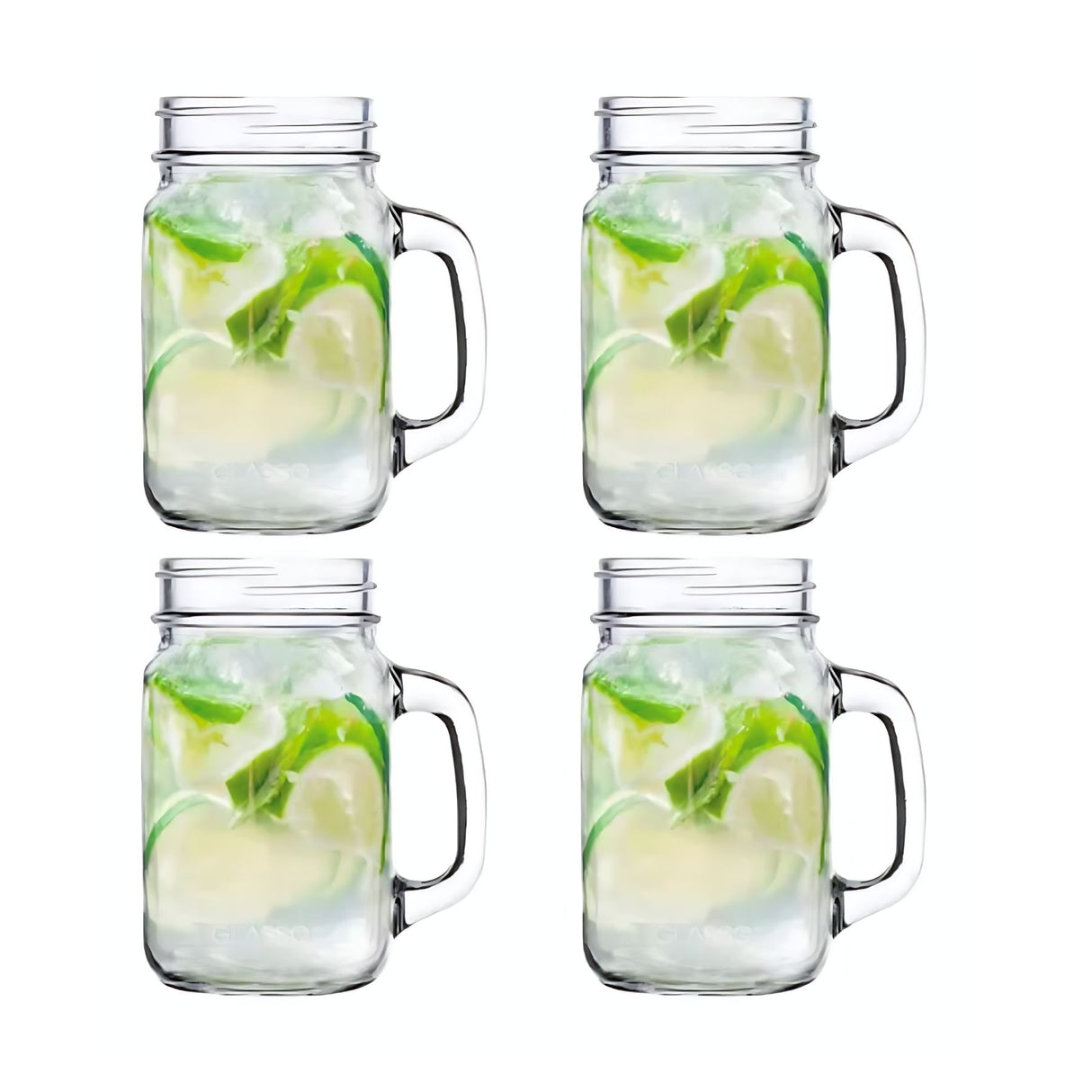 Set de 4 vasos Mojito Mason de 450ml, perfectos para disfrutar tus cócteles favoritos. ¡Compra hoy y eleva tu experiencia de coctelería!-1-1