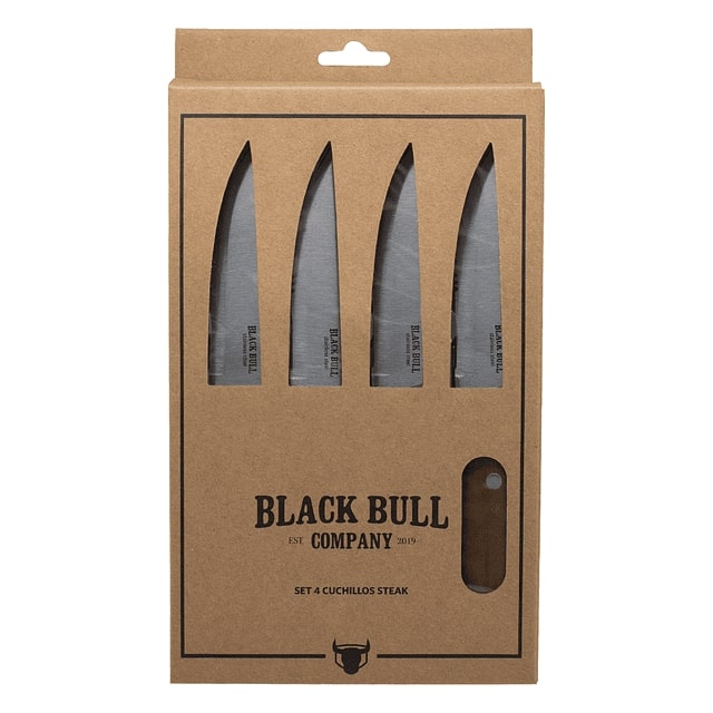 Set 4 Cuchillos Acero Steak Extra Filo Black Bull. Disfruta de cortes precisos y elegantes en cada comida. ¡Haz tu pedido y transforma tu experiencia culinaria!-3