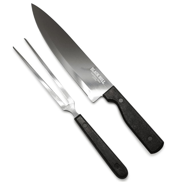 Set Cuchillo y Tenedor Parrilla Asado Acero Inoxidable Black Bull Mejora tu experiencia con este elegante set. ¡Haz tu pedido y disfruta de la cocina!-1-1