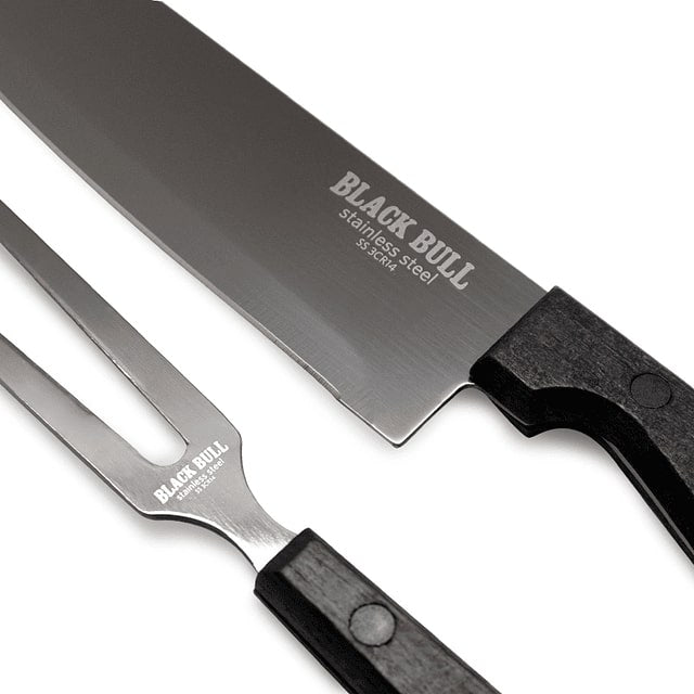 Set Cuchillo y Tenedor Parrilla Asado Acero Inoxidable Black Bull Mejora tu experiencia con este elegante set. ¡Haz tu pedido y disfruta de la cocina!-1-2