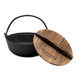 Olla de fierro fundido Black Bull de 25 cm, negra, con tapa de madera de acacia, ideal para guisos y estofados, resistente hasta 537°C.-1-1-1-1