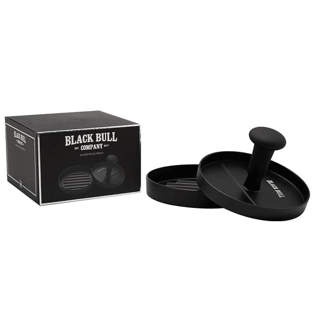 Prensa hamburguesa Black Bull de acero inoxidable, 11,3 cm, ergonómica y fácil de limpiar, ideal para preparar hamburguesas jugosas.-1-1-1-1