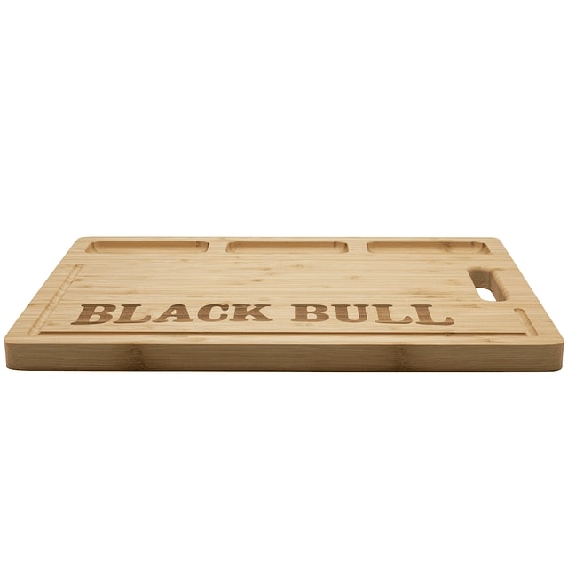 Tabla de cortar de bambú Black Bull, 38.5 cm, duradera y antibacteriana, ideal para picar y presentar alimentos en cocinas.-1-2-1-1