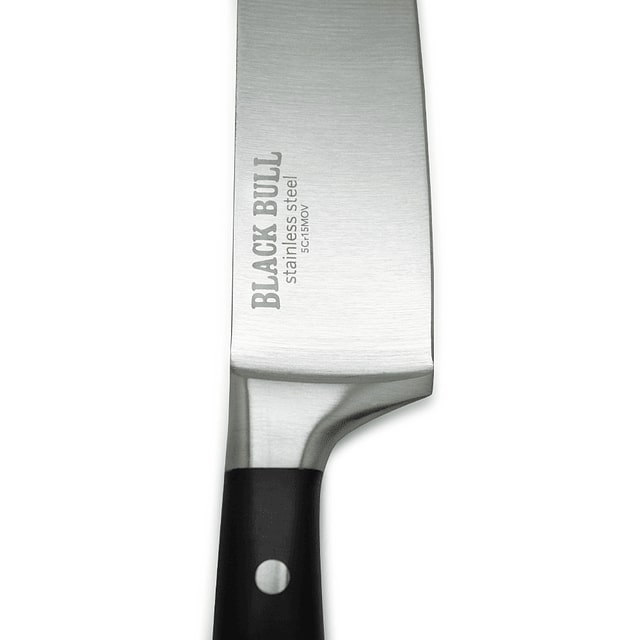Cuchillo Chef 36cm Black Bull de acero inoxidable con mango ergonómico, ideal para cortes precisos en cocina profesional y doméstica.-1-2-1-1