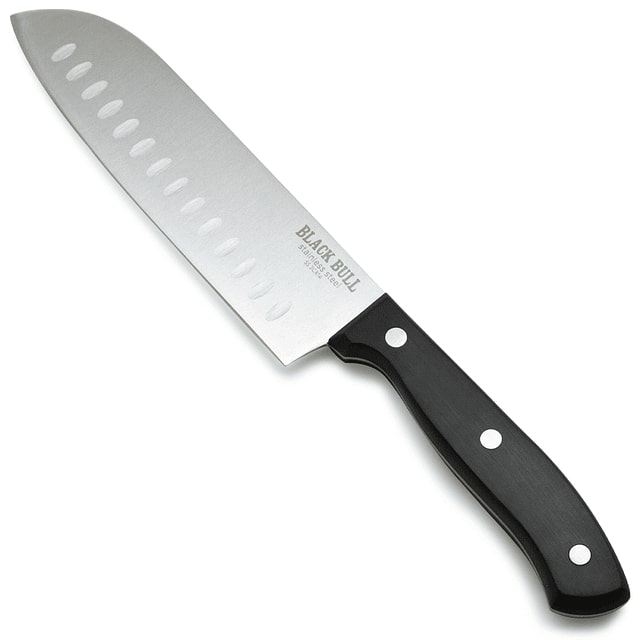 Cuchillo Santoku 30cm Black Bull, acero inoxidable negro, antiadherente, ideal para cortar y picar con precisión en cocina profesional.-1-1-1-1