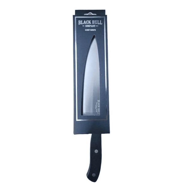 Cuchillo Chef 8 Texas Black Bull, acero inoxidable negro, antiadherente, ergonómico, ideal para picar y cortar con precisión en cocinas profesionales."-1-1-1-1