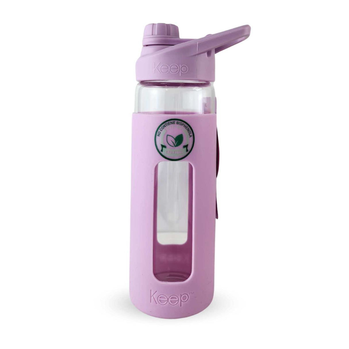 Botella Keep de vidrio templado 470ml con funda de silicona, tapa atornillada y diseño ergonómico, ideal para deportes y uso diario.-1-1-1-1