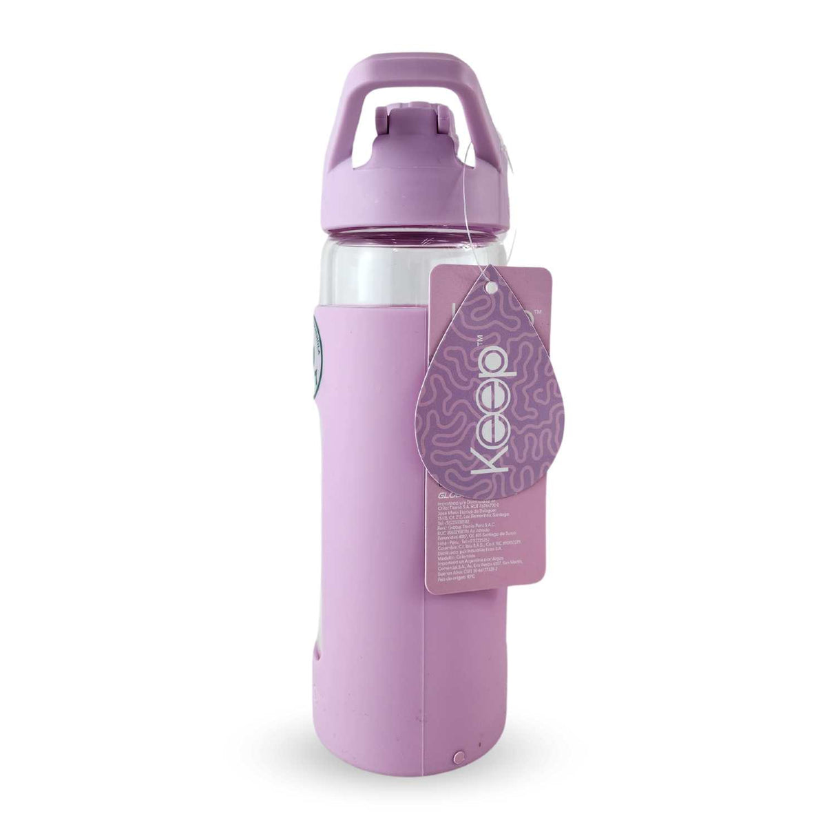 Botella Keep de vidrio templado 470ml con funda de silicona, tapa atornillada y diseño ergonómico, ideal para deportes y uso diario.-1-4-1-1