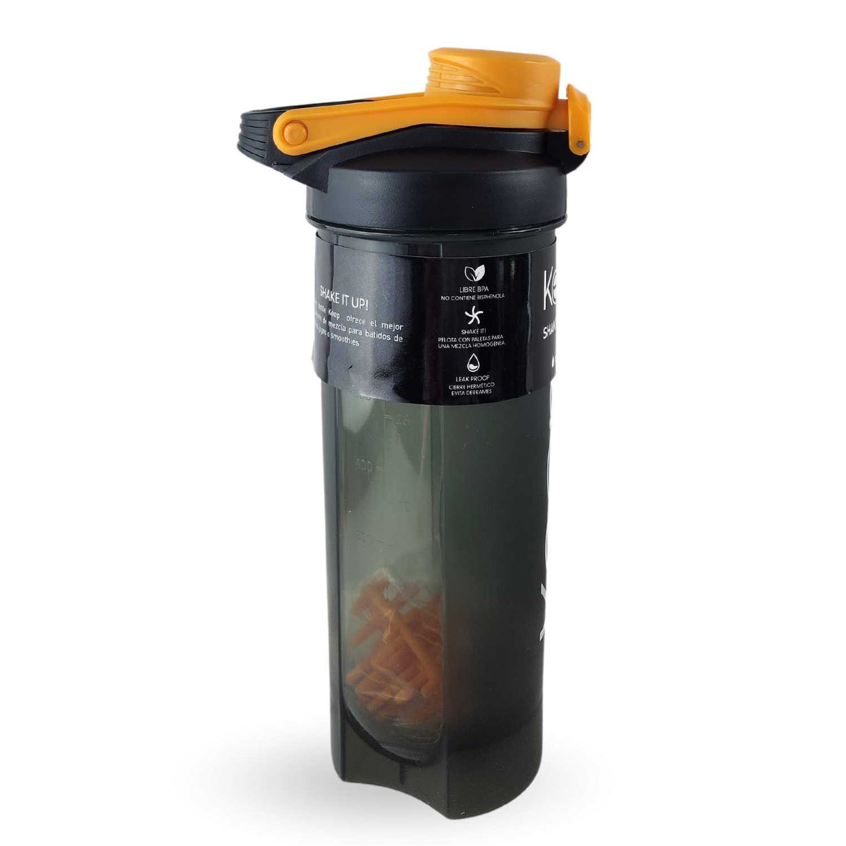 Botella Shaker Keep de 700 ml, naranja, plástico BPA-free, ideal para mezclar bebidas deportivas y mantenerte hidratado en el gimnasio.-1-4-1-1