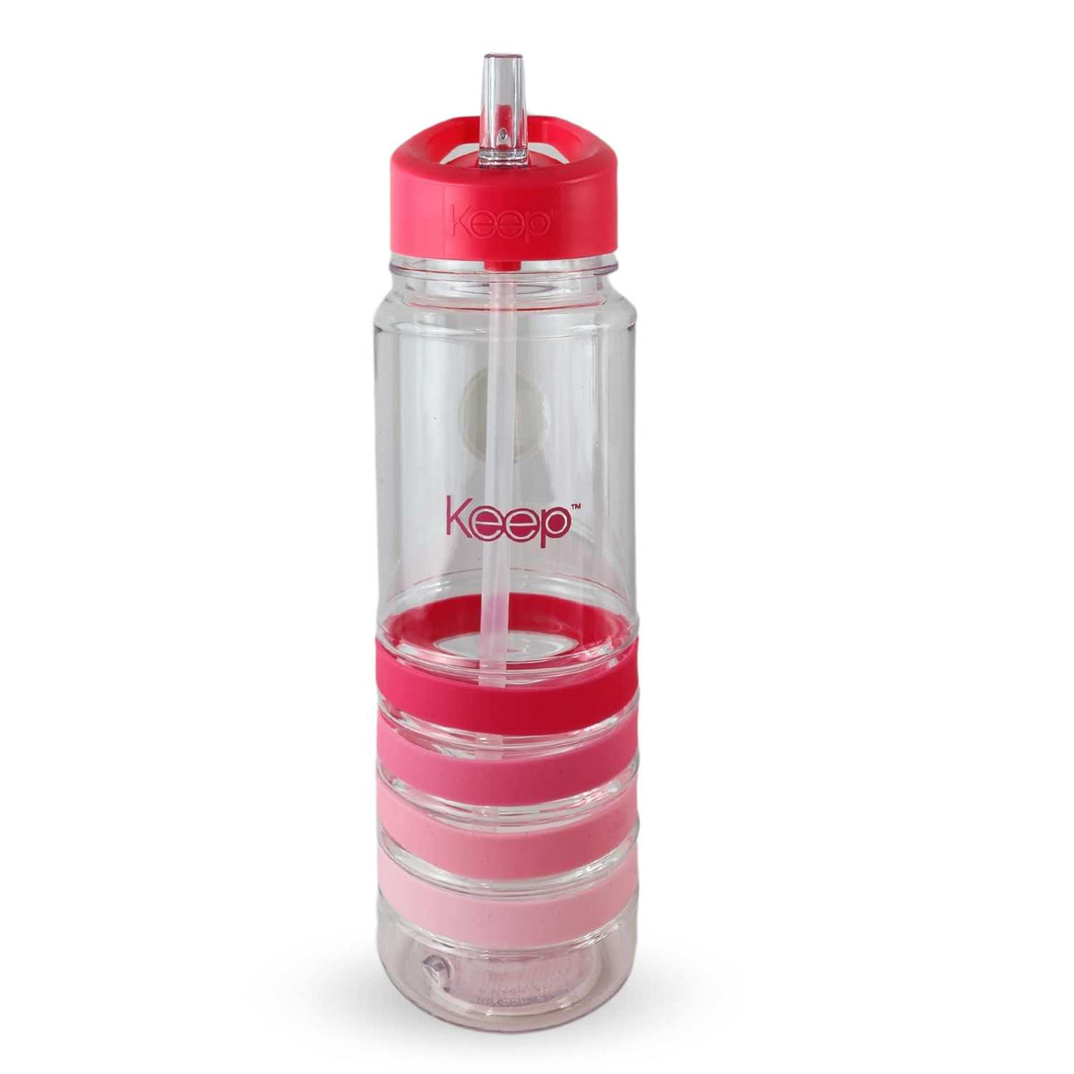 Botella Keep 750ml de plástico BPA-free, con bandas de colores, cierre hermético y diseño ergonómico, ideal para hidratación diaria.-1-1-1-1