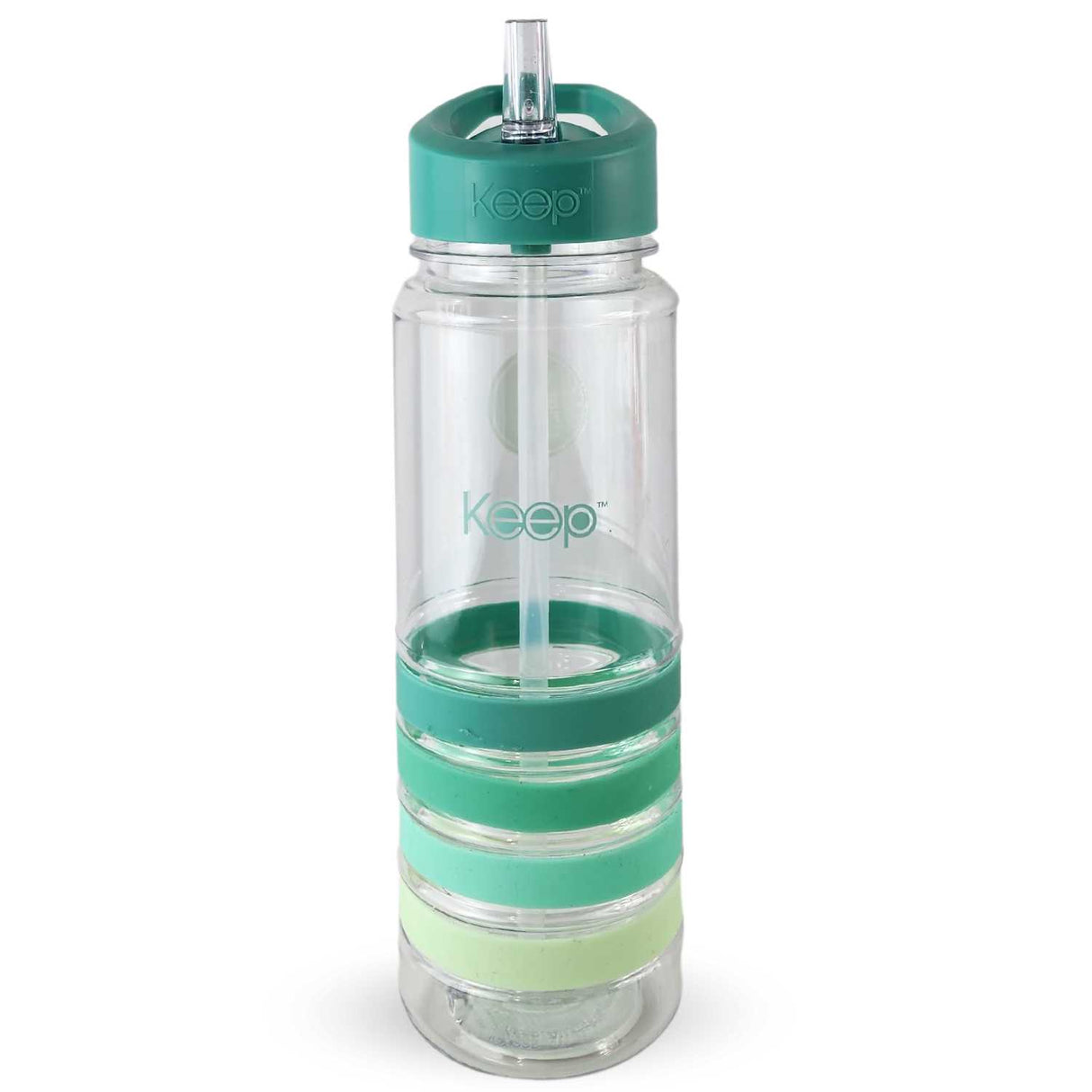 Botella Keep de plástico BPA-free, 750ml, con bandas de colores, cierre hermético y diseño ergonómico, ideal para hidratación activa.-1-1-1-1