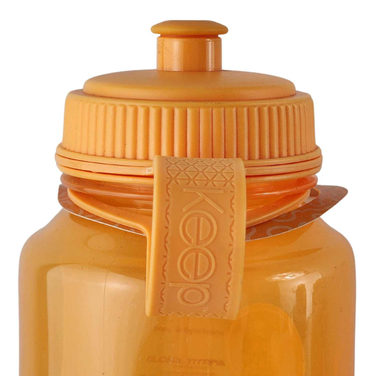 Botella deportiva Keep de 1 litro, color naranja, plástico BPA-free, con boquilla rebatible y marcador de ml, ideal para hidratación en ejercicio.-1-3-1-1