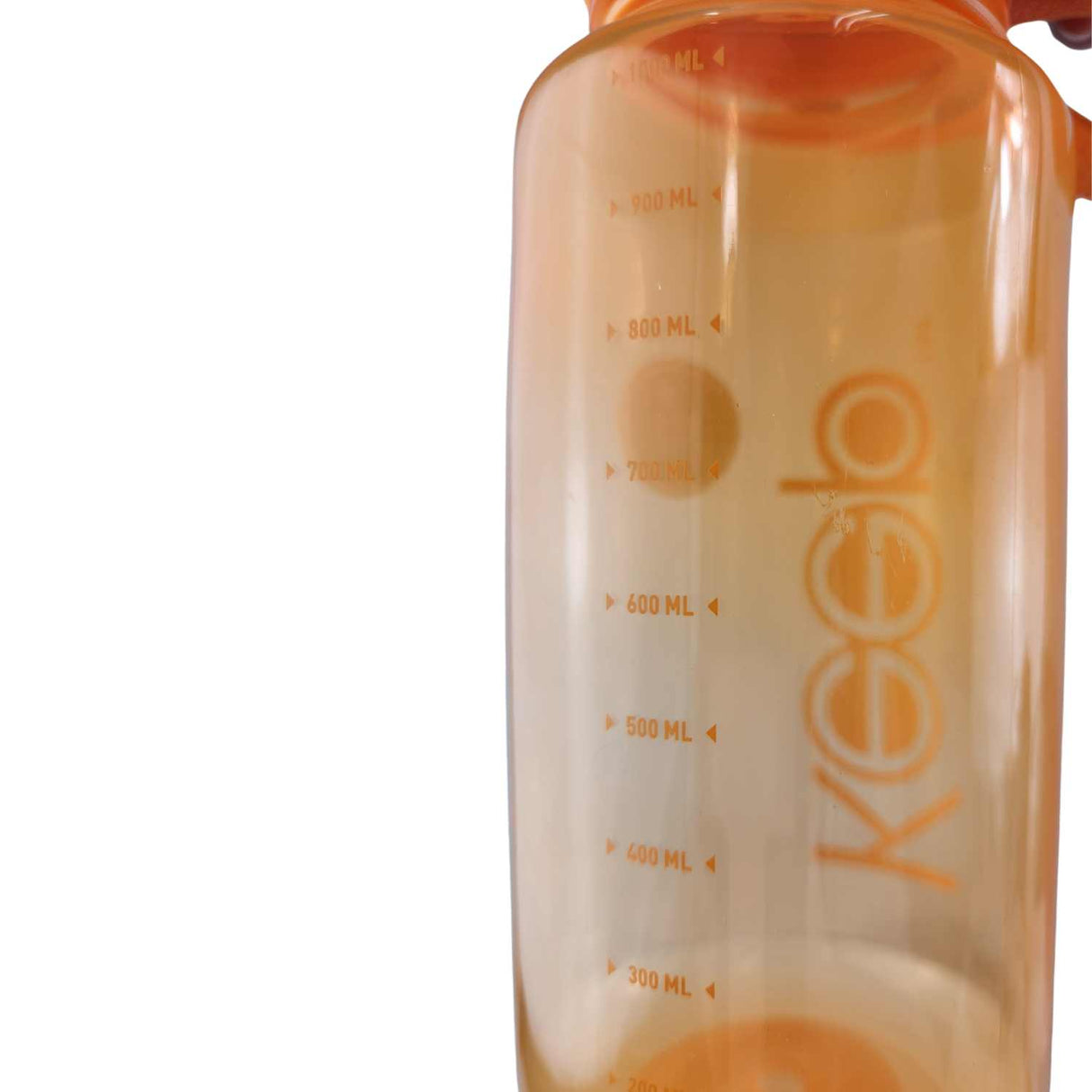 Botella deportiva Keep de 1 litro, color naranja, plástico BPA-free, con boquilla rebatible y marcador de ml, ideal para hidratación en ejercicio.-1-4-1-1