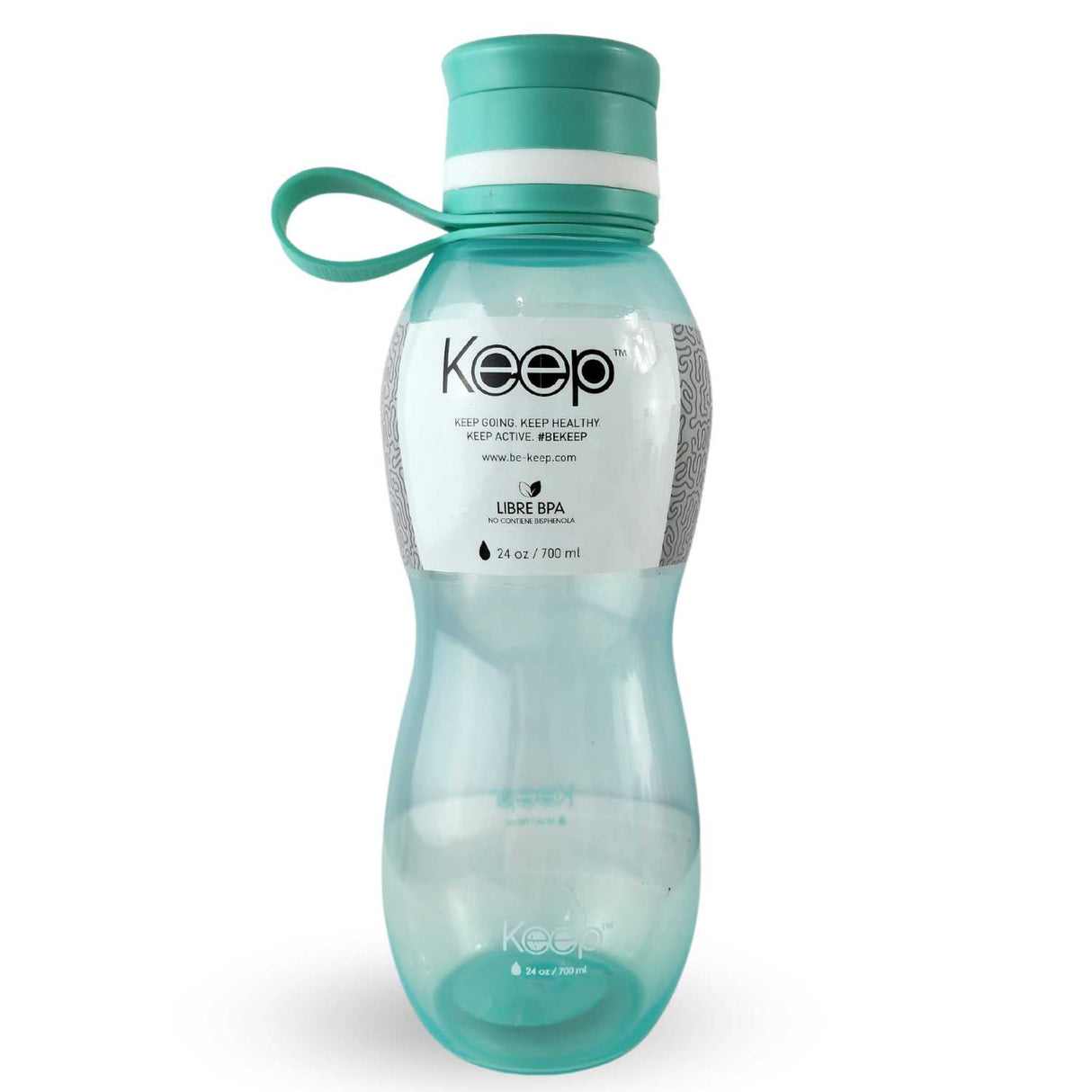Botella Keep Value de 700ml en silicona turquesa, ideal para jugos y agua, con cierre hermético y libre de BPA, perfecta para el gimnasio y oficina.-2-1-1-1