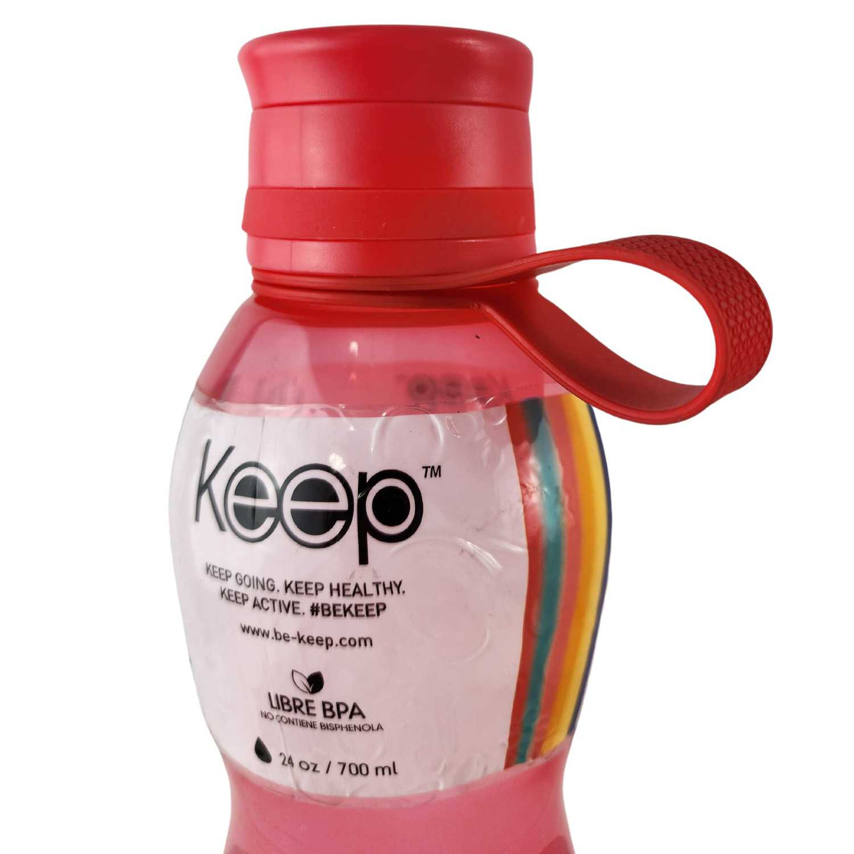 Botella Keep Value de 700ml en silicona coral, resistente a caídas, con cierre hermético ideal para jugos y agua. Perfecta para llevar a cualquier lugar.-1-2-1-1