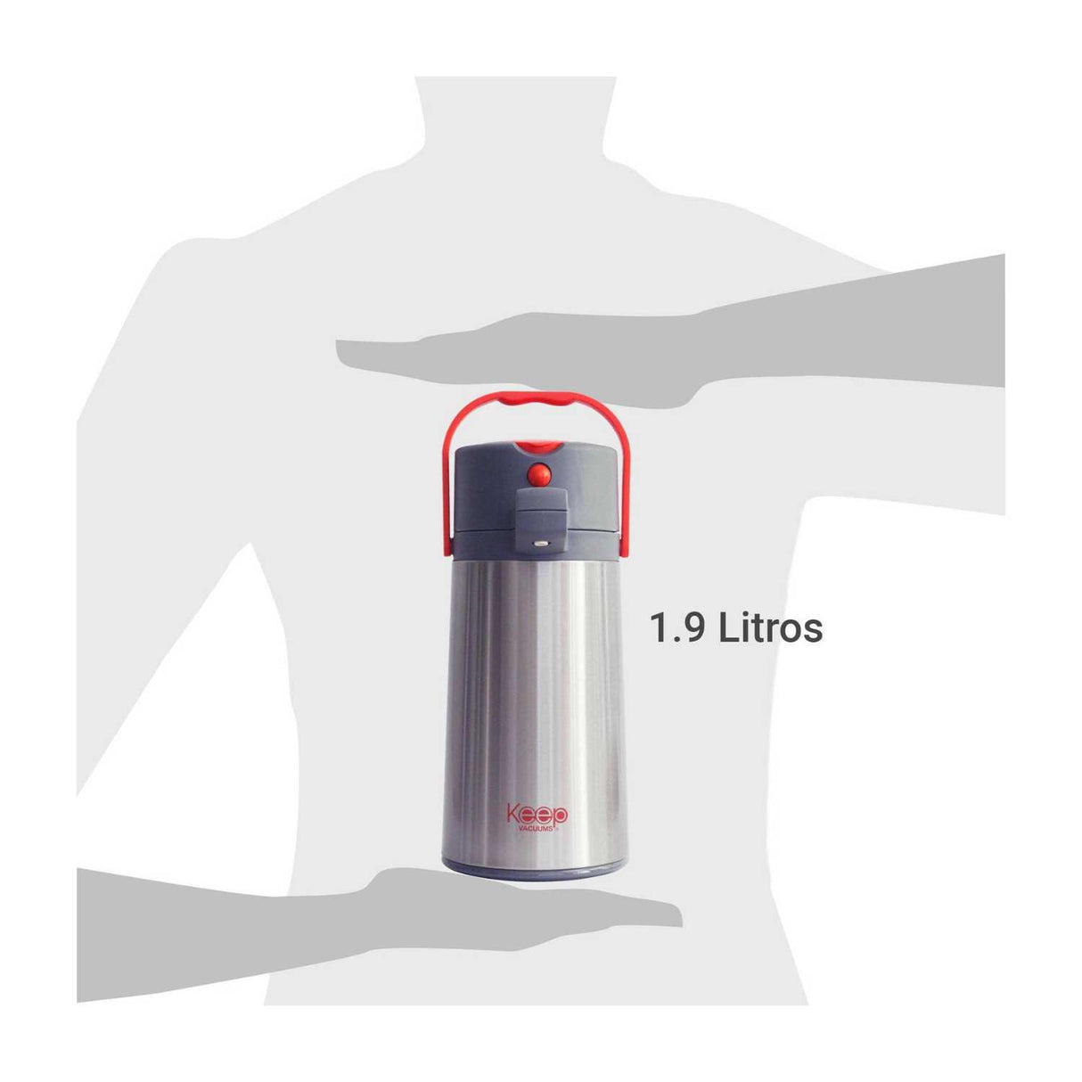 Termo Sifón Keep 1.9LT negro de acero inoxidable, ideal para mantener bebidas calientes o frías por horas, resistente y portátil.-3-1-1-1