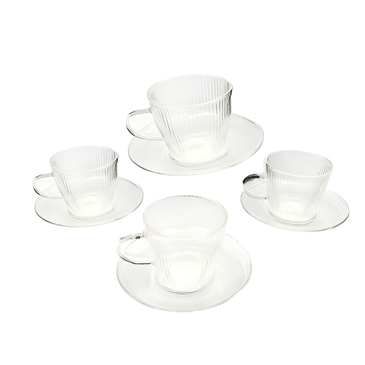 Set de 4 tazas de vidrio transparente para espresso de 110ml con platillos, elegante y resistente, ideal para uso diario y ocasiones especiales.-5-1-1-1