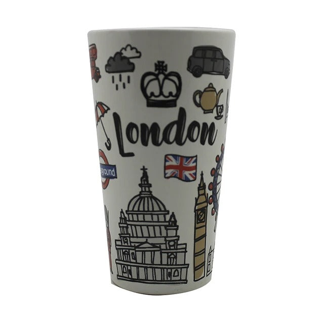 Tazón Latte City Collection blanco de cerámica, ideal para lattes y cappuccinos, con diseño urbano y resistente a altas temperaturas.-1-1-1-1