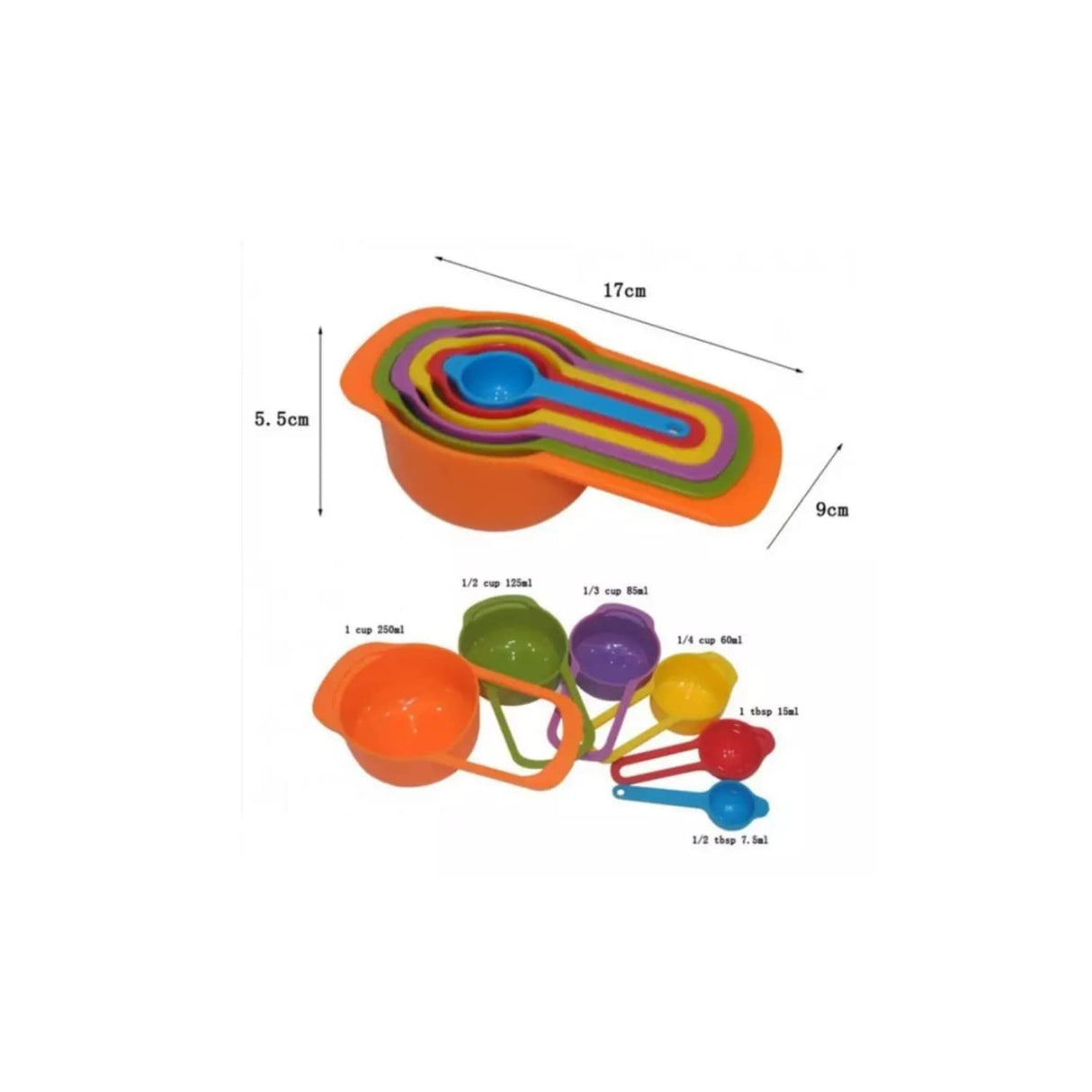 Set 6 Cucharillas Medidoras Reposteria Cocina Multicolor. Perfectas para recetas precisas y divertidas. ¡Compra ahora y mejora tu repostería!-2
