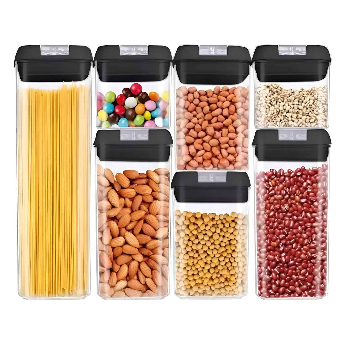 Set 7 Contenedores Pristiko Almacenamiento Cocina. Mantén tus alimentos frescos y organizados. ¡Compra ahora y transforma tu cocina!-1
