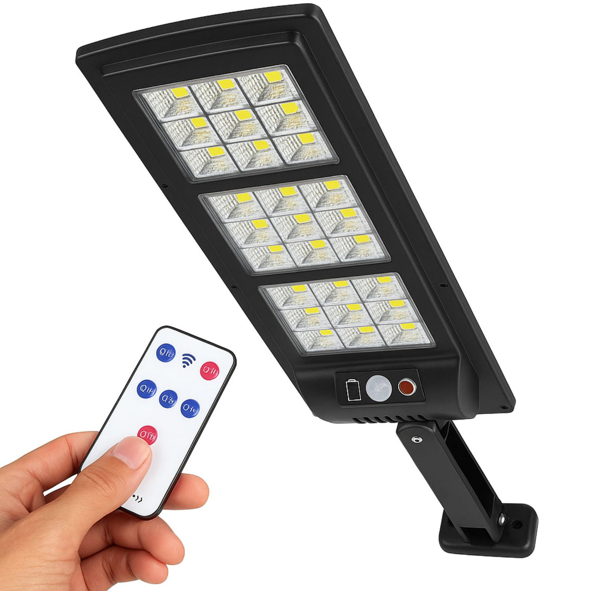 Foco Solar Led 30W Exterior Sensor Control Remoto 144COB. Ilumina sin cables ni gasto eléctrico. Alta potencia. ¡Compra ahora!-1