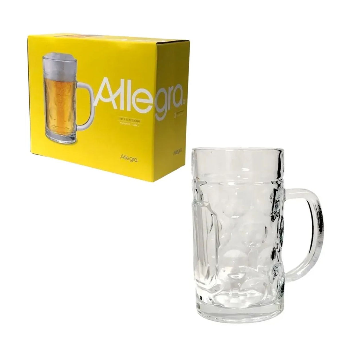 Set 2 Vasos Cerveceros Munster Vidrio 560cc Asa Resistente. Clásico y duradero, ideal para fiestas o regalo. ¡Compra ahora!-2