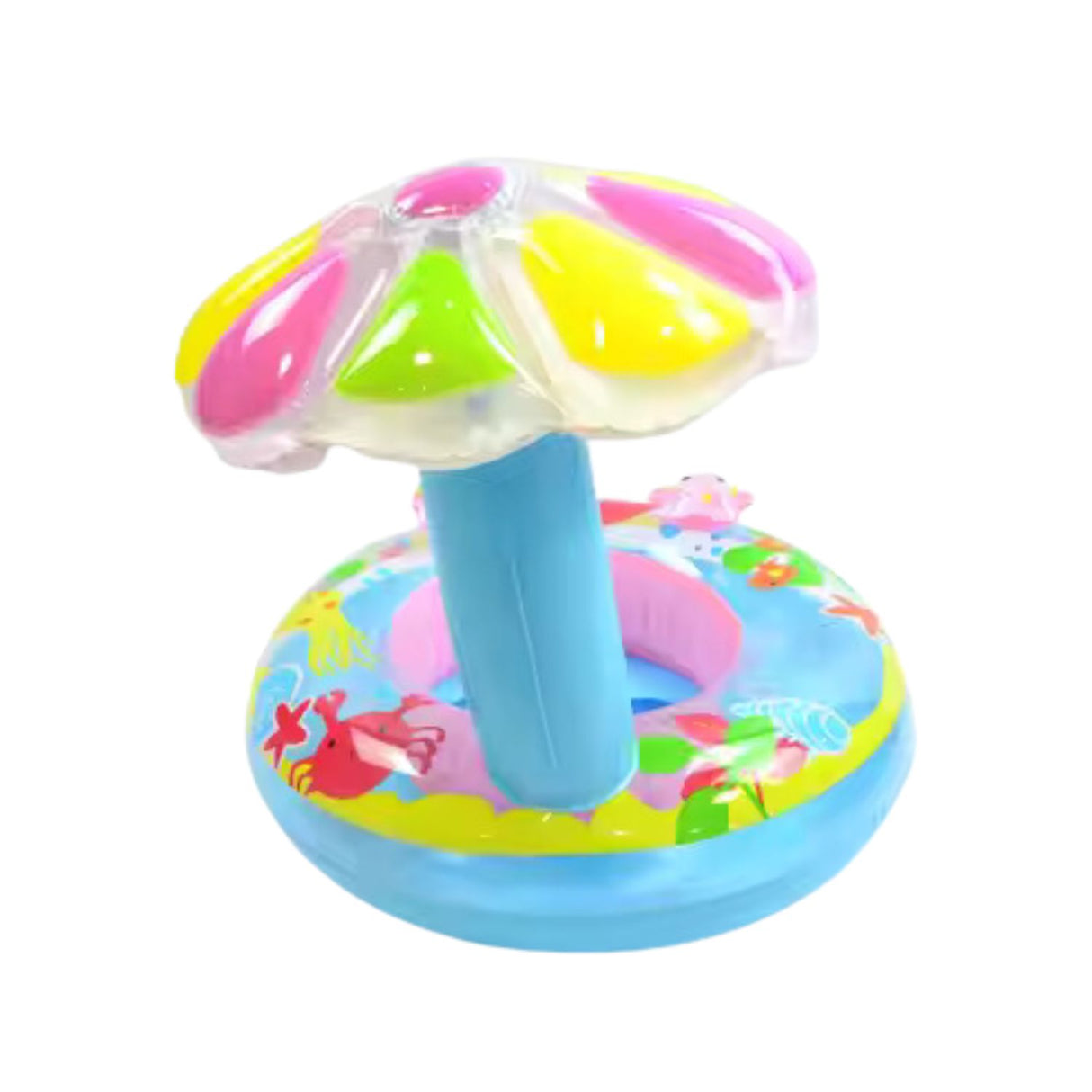 Asiento Bebé Salvavidas Inflable Flotador Celeste Sombrilla. Seguro, cómodo y resistente, ideal para piscinas, playas y lagos. ¡Consíguelo ahora!-1-2