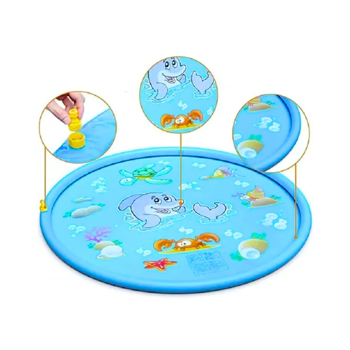 Alfombra Inflable Lanza Agua Dibujos Marinos Niños 170x170cm 1-3