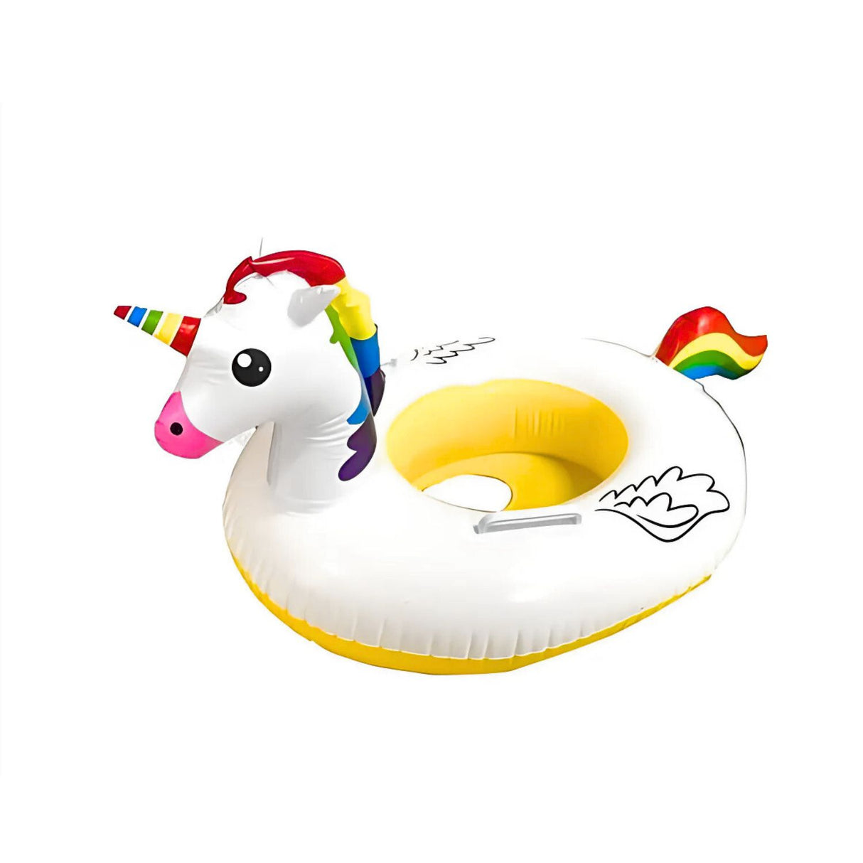 Flotador Salvavidas Unicornio Amarillo Diversión en el Agua. Seguro, divertido y resistente para niños y adultos. ¡Disfruta en la piscina o playa!-1