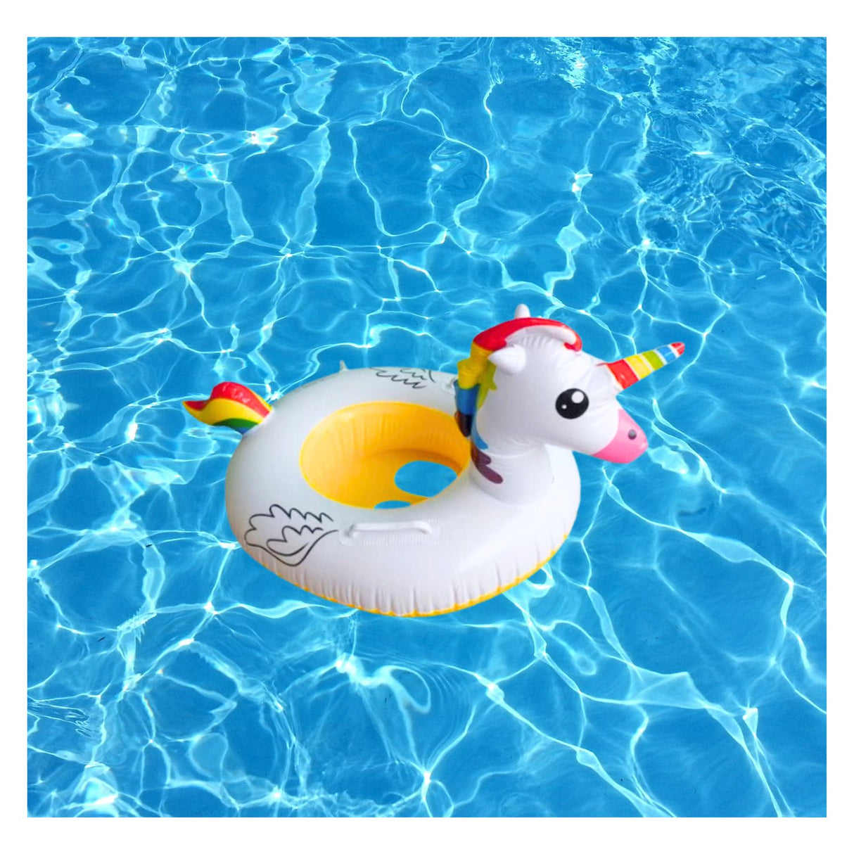 Flotador Salvavidas Unicornio Amarillo Diversión en el Agua. Seguro, divertido y resistente para niños y adultos. ¡Disfruta en la piscina o playa!-3