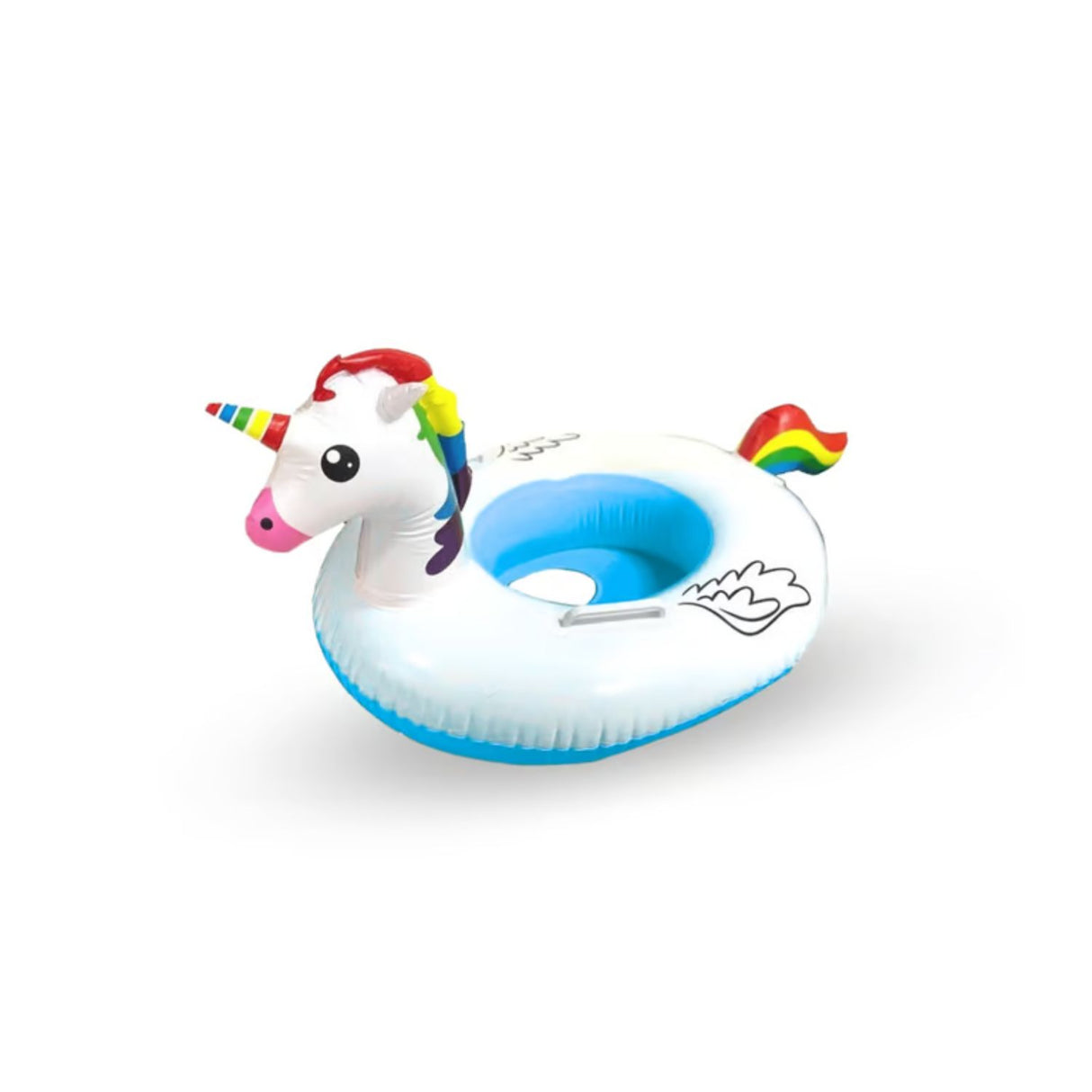 Flotador Salvavidas Unicornio Azul Con Agarre 70X55cm para piscina, playa y ríos. Resistente al sol y agua, ligero y portátil. ¡Disfruta del verano!-1
