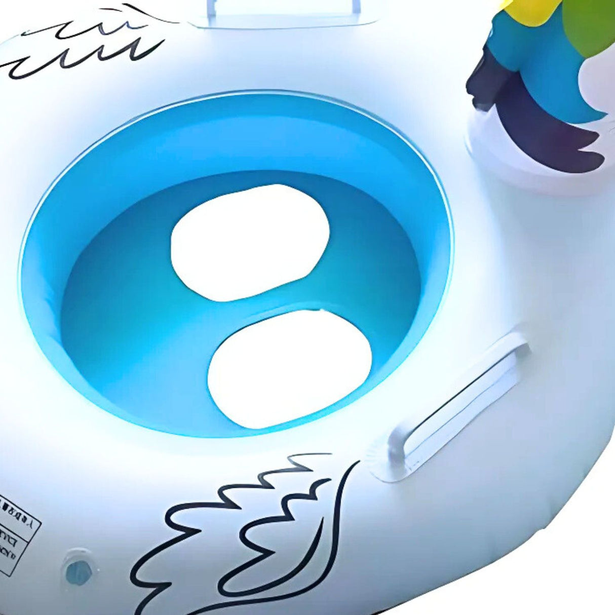 Flotador Salvavidas Unicornio Azul Con Agarre 70X55cm para piscina, playa y ríos. Resistente al sol y agua, ligero y portátil. ¡Disfruta del verano!-2