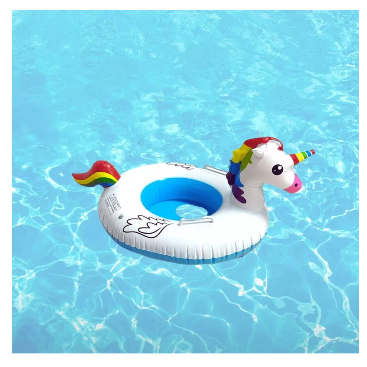 Flotador Salvavidas Unicornio Azul Con Agarre 70X55cm para piscina, playa y ríos. Resistente al sol y agua, ligero y portátil. ¡Disfruta del verano!-3