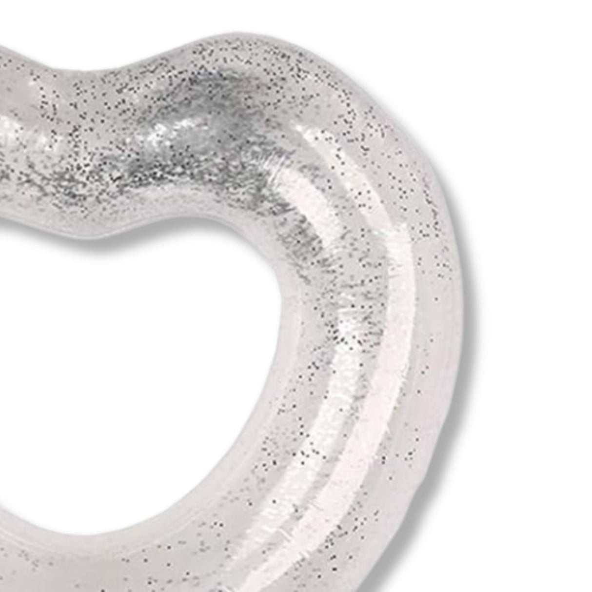 Flotador Corazón Inflable Brillos Plateado 90cm. Diseño llamativo y resistente, ideal para disfrutar en la piscina o la playa. ¡Compra ahora!-2