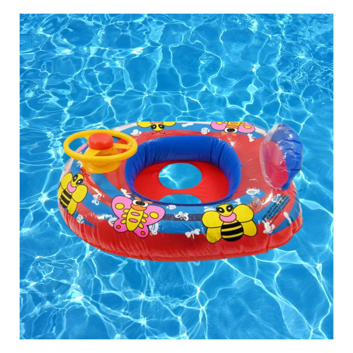 Flotador Infantil Auto Con Volante Para Niños 65x50 Cm Roja Disfruta del verano con seguridad y diversión. ¡Compra ahora y haz que sus días sean inolvidables!-3