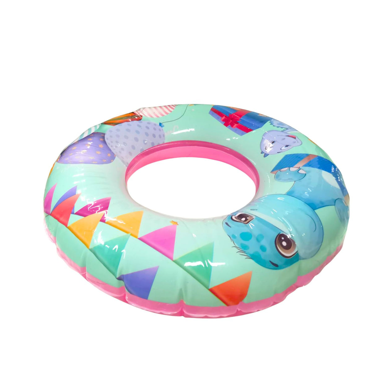 Flotador Redondo Dinosaurio Rosado Salvavidas 90 Cm Disfruta del verano con seguridad y diversión. ¡Compra ahora y haz que tus días de playa sean inolvidables!-2